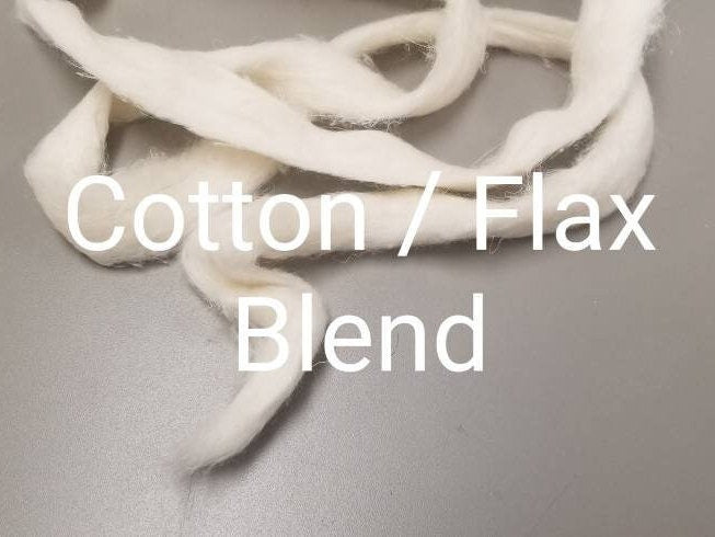 Cotton / Flax Blend Fiber Sliver, 2 ounce, Great for Knitting, Spinning, Weaving, Fiber Arts!