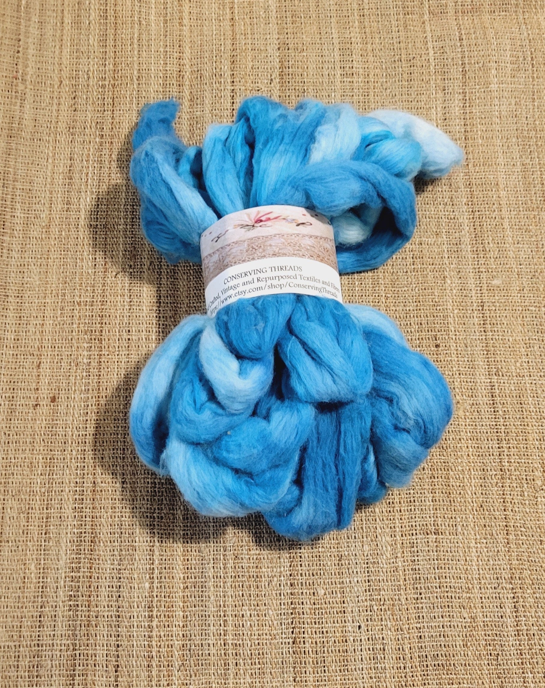 Cotton, 1/2 oz (0.5 ounce) Dyed Acala Cotton Sliver, Hand Dyed in Blue ...