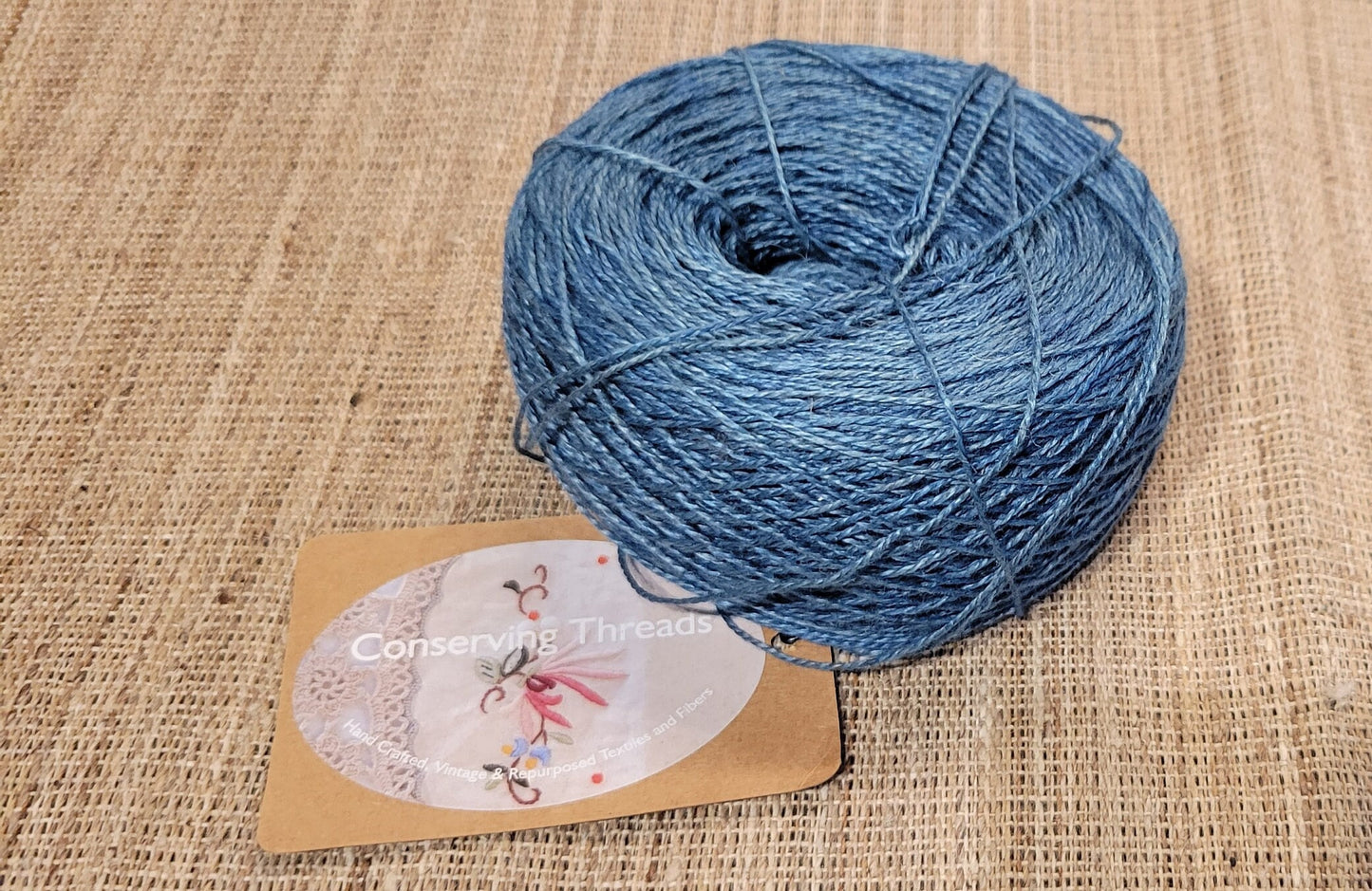 Linen Yarn, Indigo Dyed. Machine Spun 10/2 Natural, 3.5 oz Skein, Great for Weaving, Rug Making, Kitting, Crochet, Fiber Arts. IRREGULAR