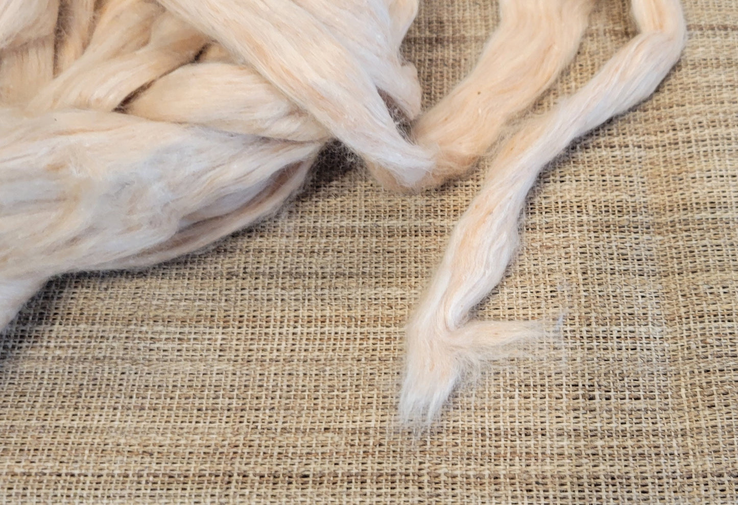 Brown Light Organic Cotton Sliver. 2 oz. Peruvian Grown Natural Colored. Fair Trade. Great for Spinning, Knitting, Weaving. Roving.