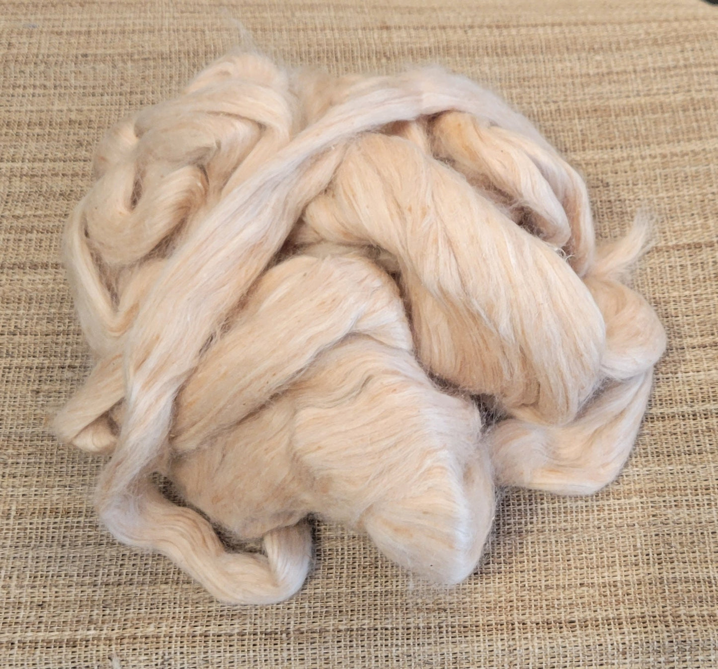 Brown Light Organic Cotton Sliver. 2 oz. Peruvian Grown Natural Colored. Fair Trade. Great for Spinning, Knitting, Weaving. Roving.