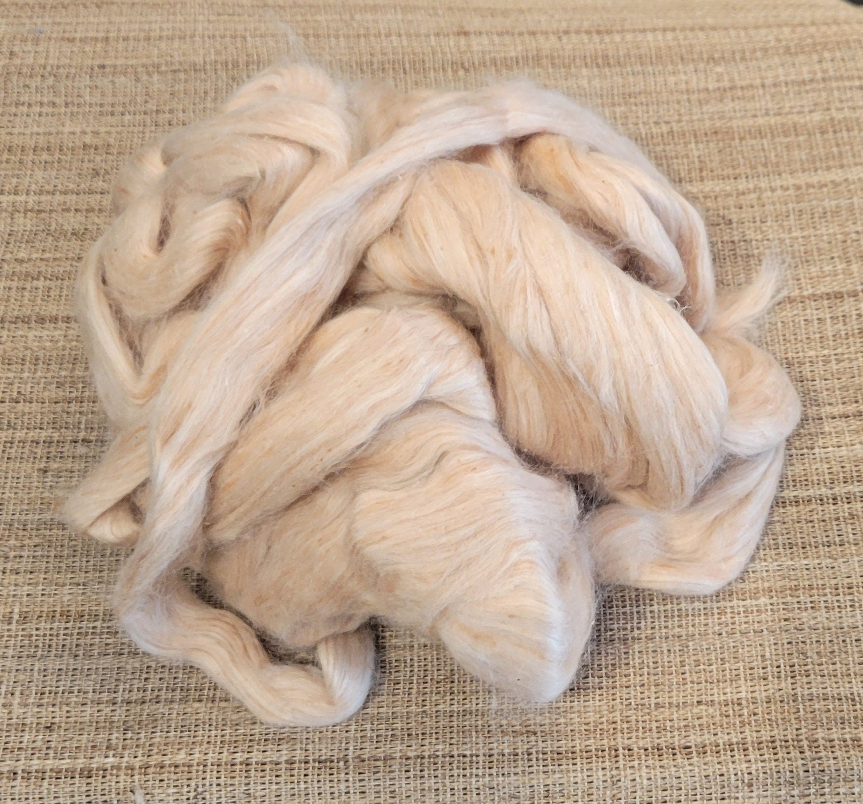 Brown Light Organic Cotton Sliver. 2 oz. Peruvian Grown Natural Colored. Fair Trade. Great for Spinning, Knitting, Weaving. Roving.