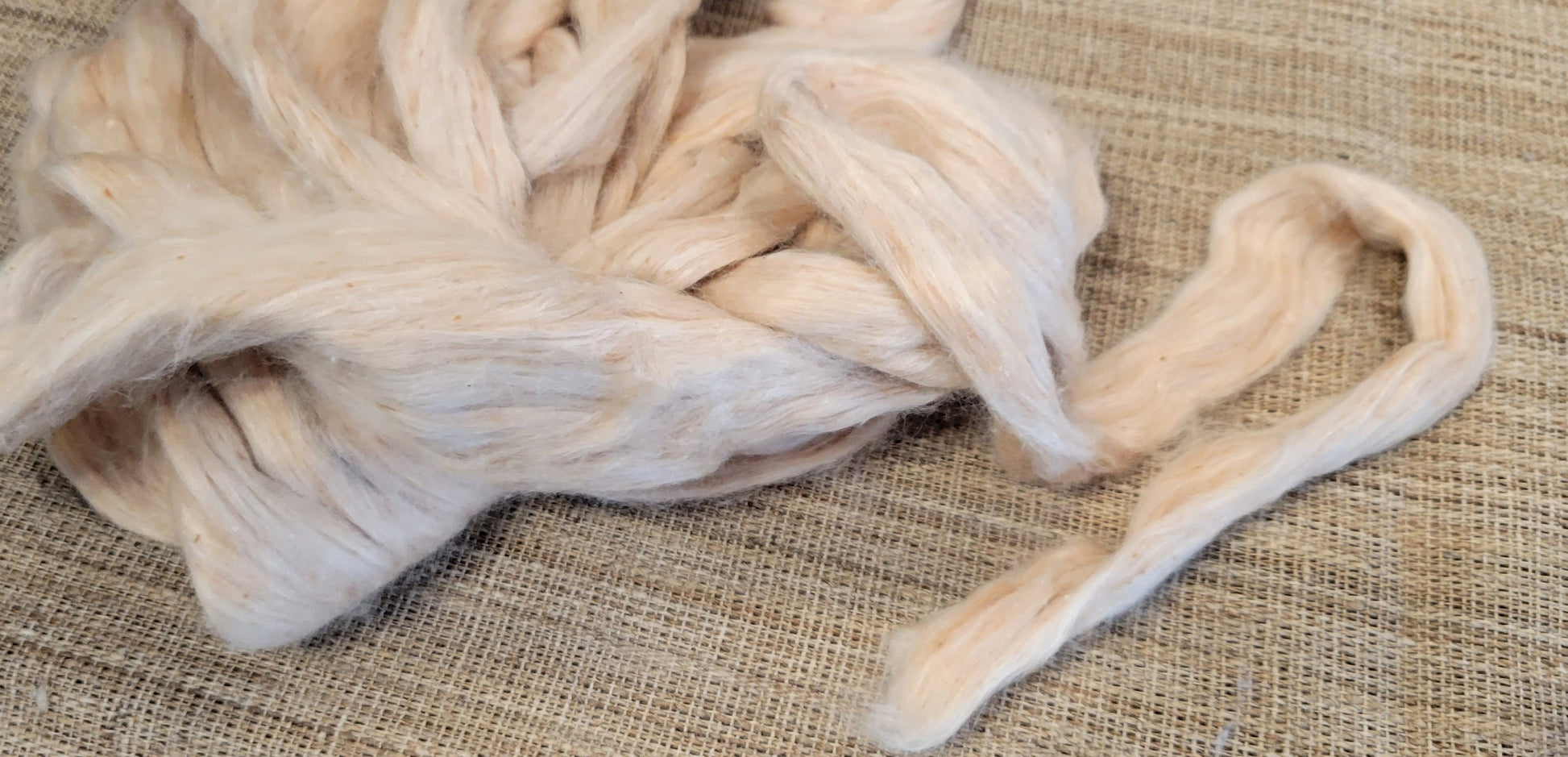 Brown Light Organic Cotton Sliver. 2 oz. Peruvian Grown Natural Colored. Fair Trade. Great for Spinning, Knitting, Weaving. Roving.