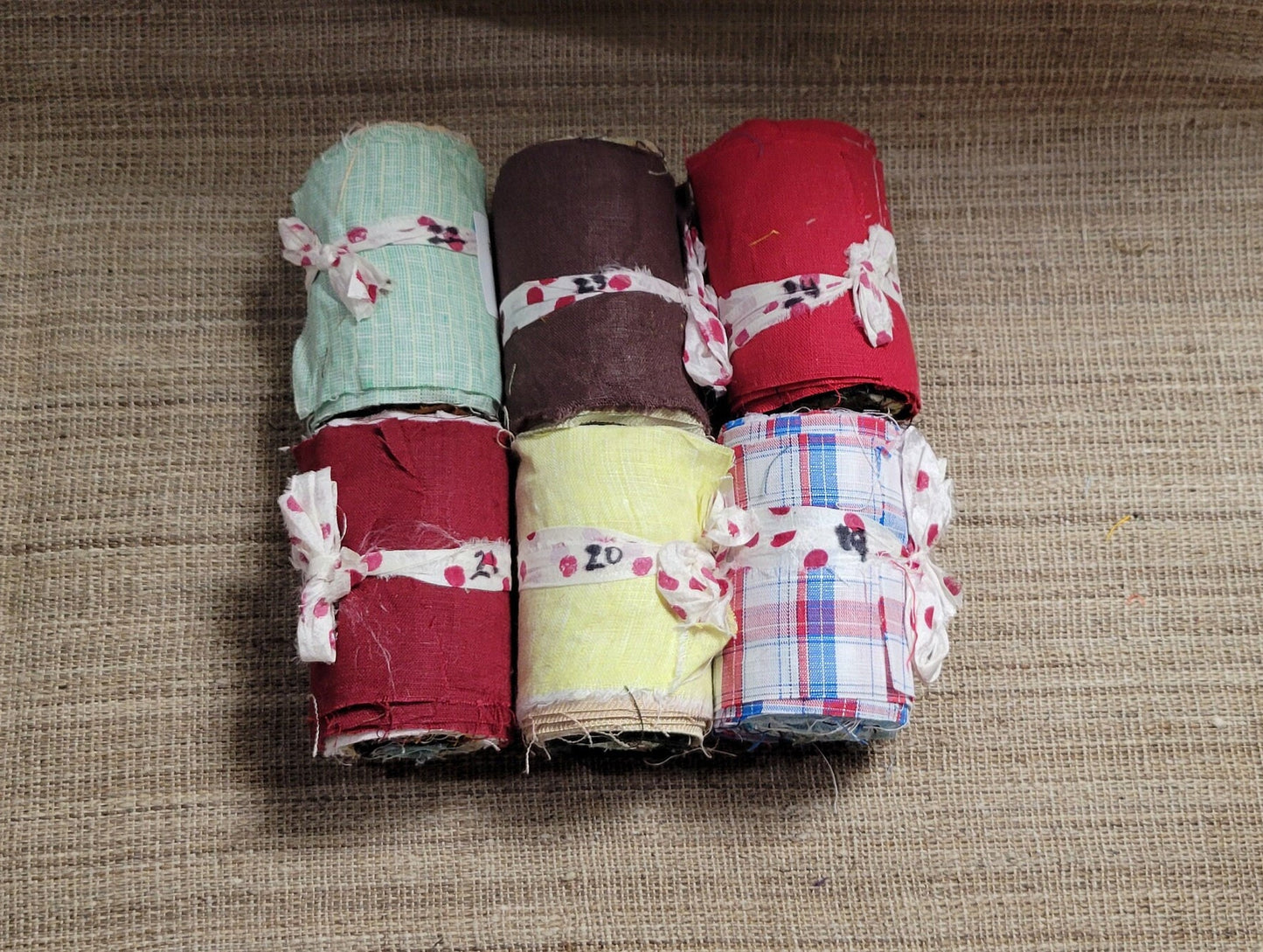 Linen Fabric Rolls - Reclaimed Dress Fabrics - 10 Yards x 3" rolls. Various Colors.