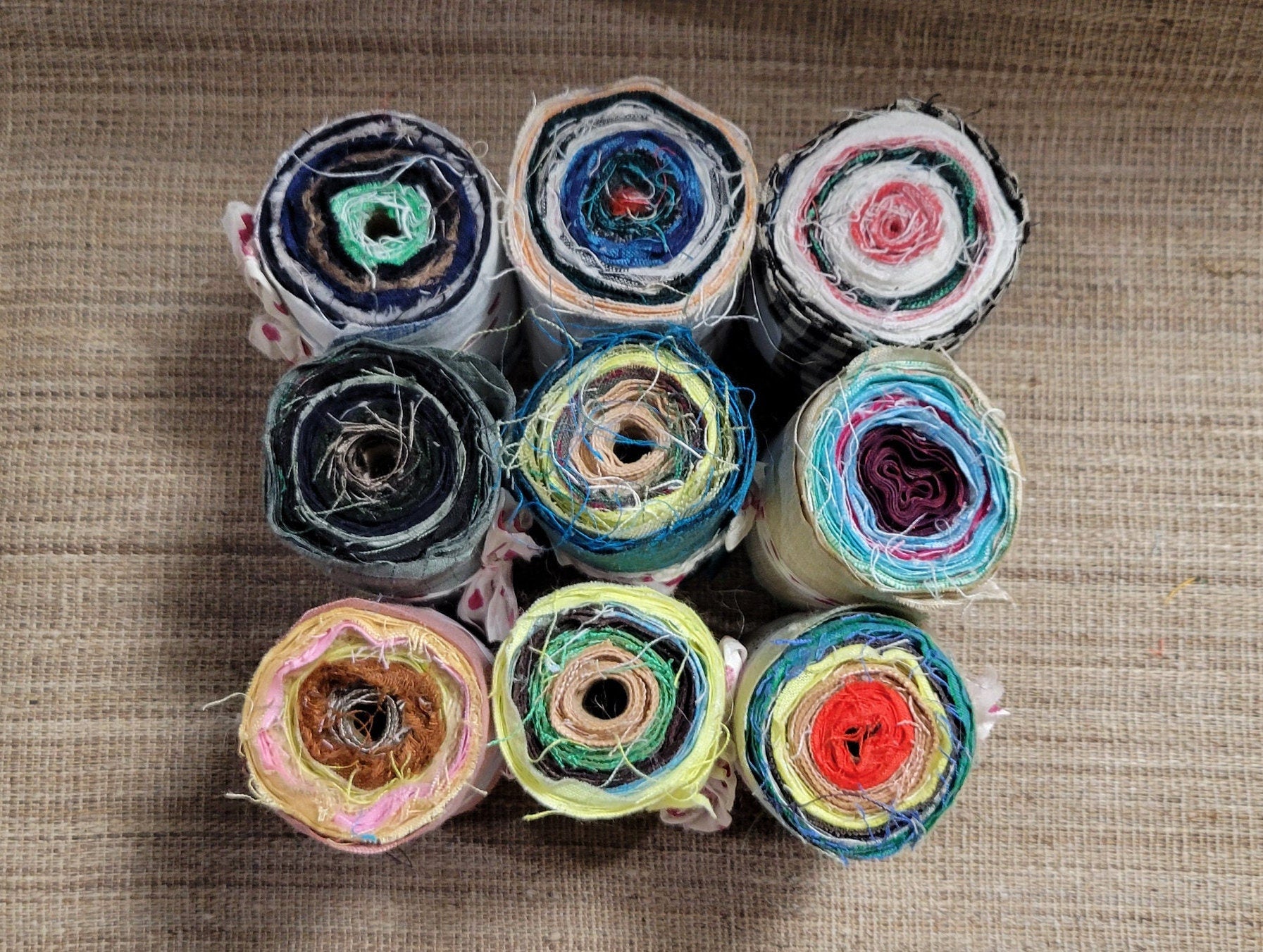 Linen Fabric Rolls - Reclaimed Dress Fabrics - 10 Yards x 3" rolls. Various Colors.