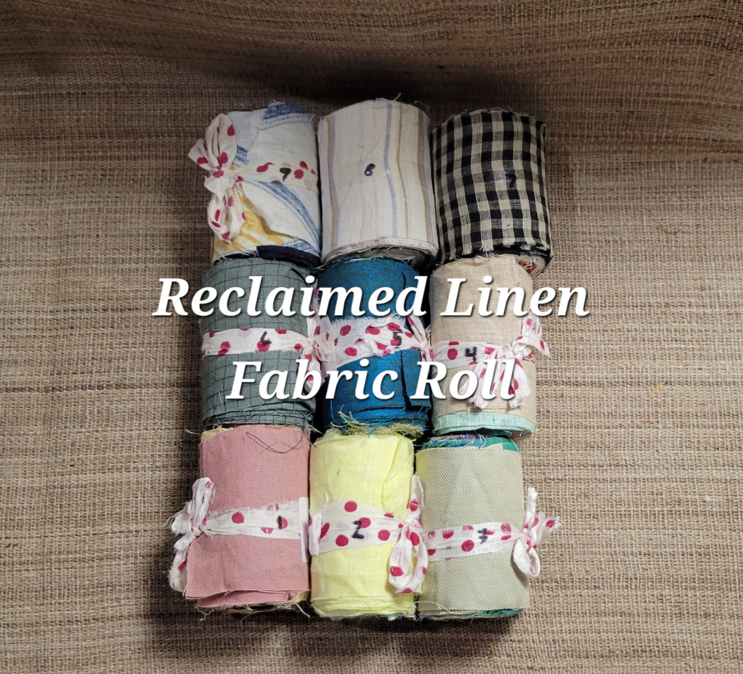 Linen Fabric Rolls - Reclaimed Dress Fabrics - 10 Yards x 3" rolls. Various Colors.