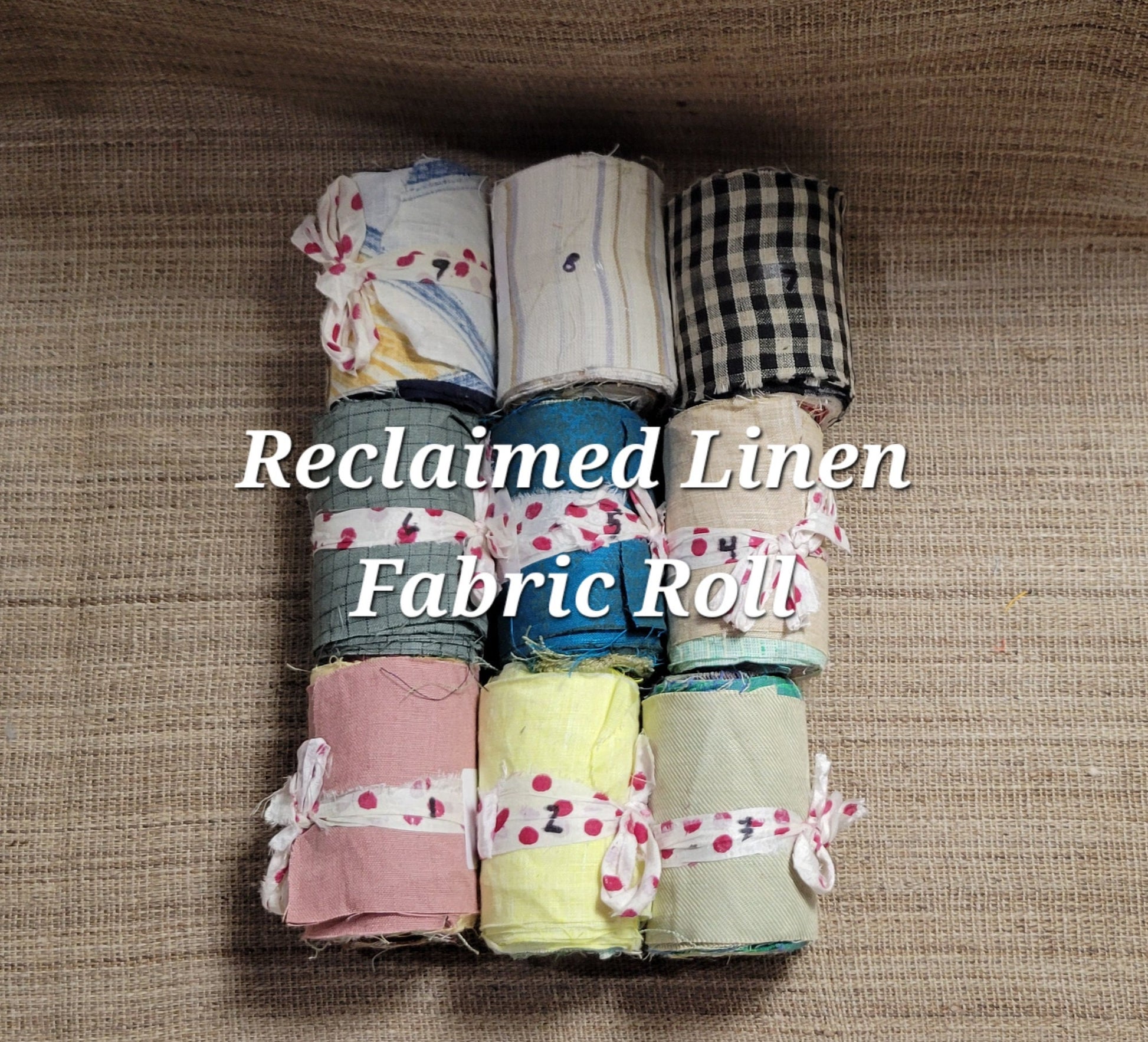 Linen Fabric Rolls - Reclaimed Dress Fabrics - 10 Yards x 3" rolls. Various Colors.