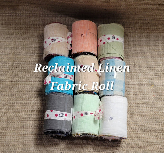 Linen Fabric Rolls - Reclaimed Dress Fabrics - 10 Yards x 3" rolls. Various Colors.