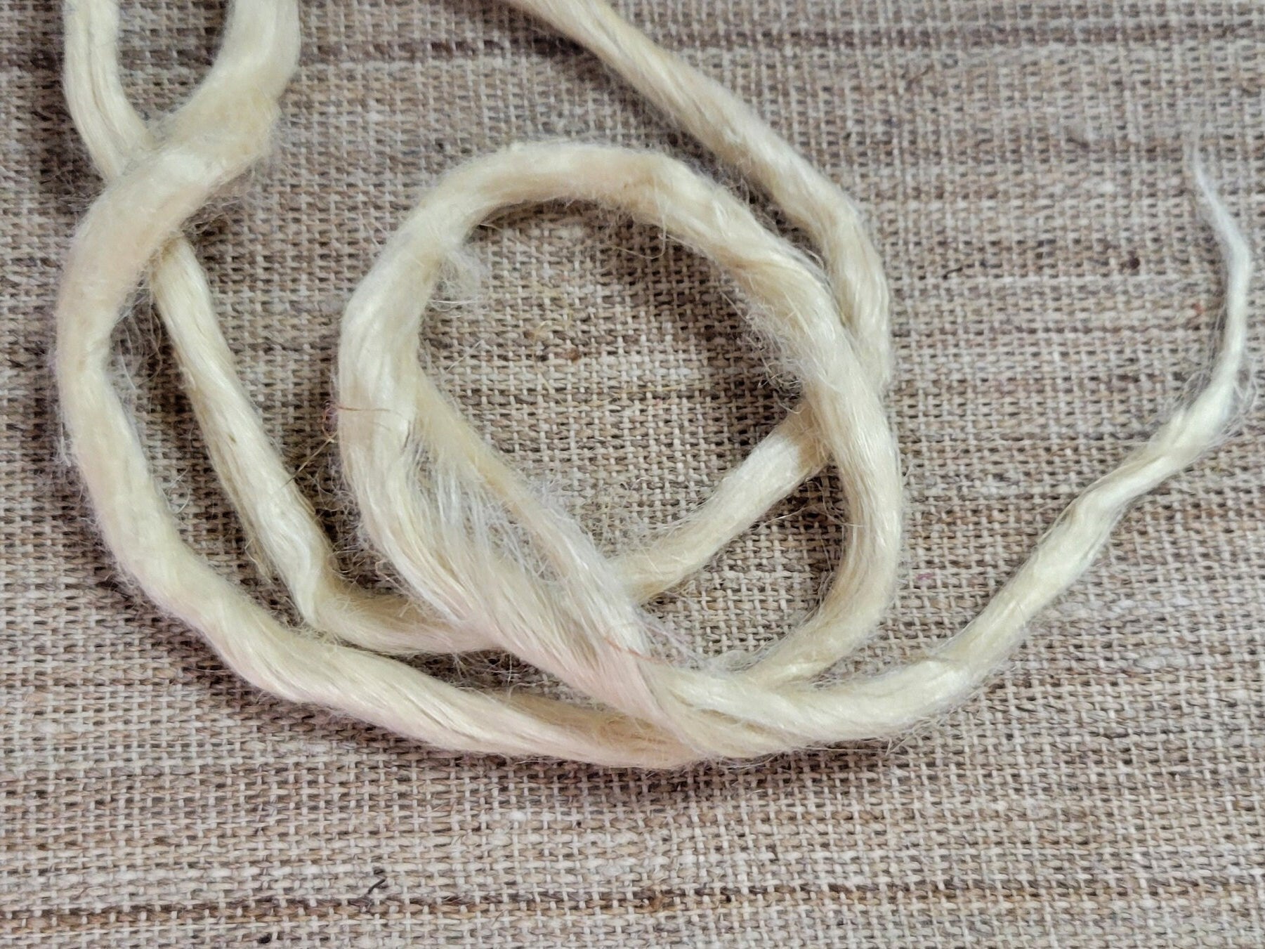 Hemp 1 oz Marigold Light Silver Fiber Dyed Yellow. Great for Spinning, Knitting, Weaving, Crafts, ect.