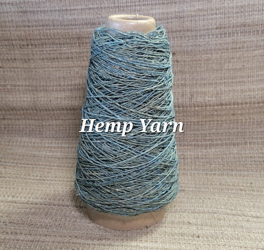 Hemp Yarn, 200 Yards, Light Indigo Dyed. Hand-Spun Skein Natural, Great for Kitting, Basketry, Crochet, Weaving, Slow Stitching & Fiber Arts