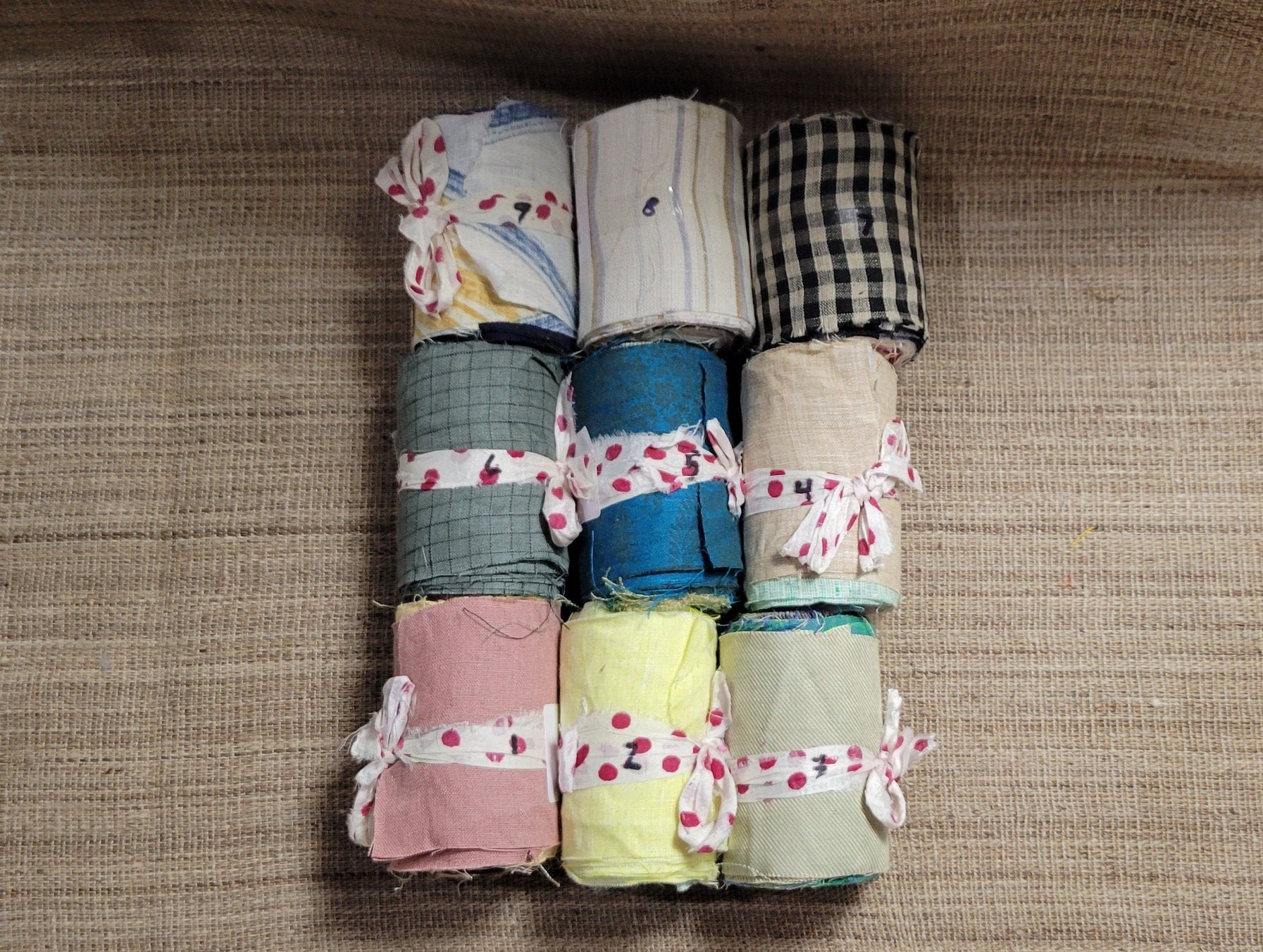 Linen Fabric Rolls - Reclaimed Dress Fabrics - 10 Yards x 3" rolls. Various Colors.