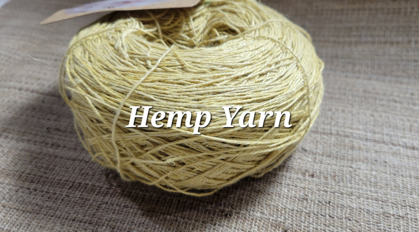 Yellow Hemp 100% 3-ply Yarn 250 Yards Natural Fine Twine Great for Kitting, Crochet, Craft, Fiber Arts