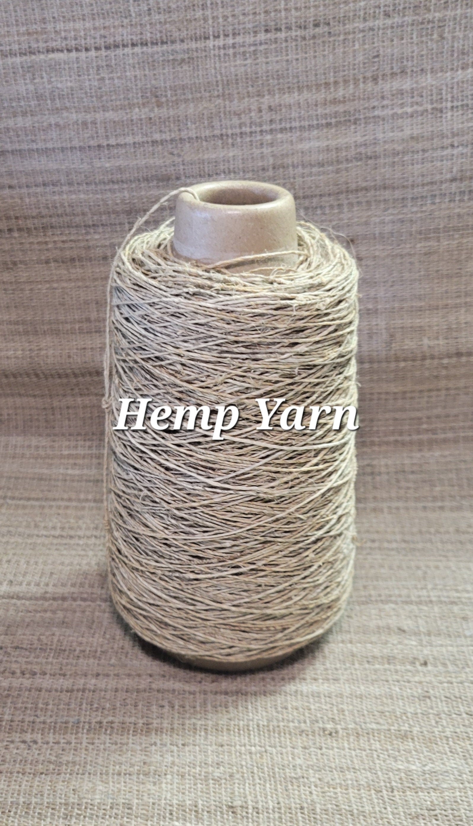 Hemp Yarn Cone, Hand-Spun Skein, Natural, Great for Kitting, Basketry, Crochet, Weaving, Craft, Slow Stitching and Fiber Arts