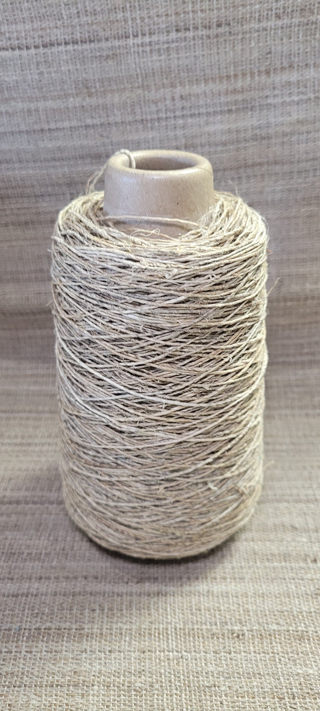 Hemp Yarn Cone, Hand-Spun Skein, Natural, Great for Kitting, Basketry, Crochet, Weaving, Craft, Slow Stitching and Fiber Arts