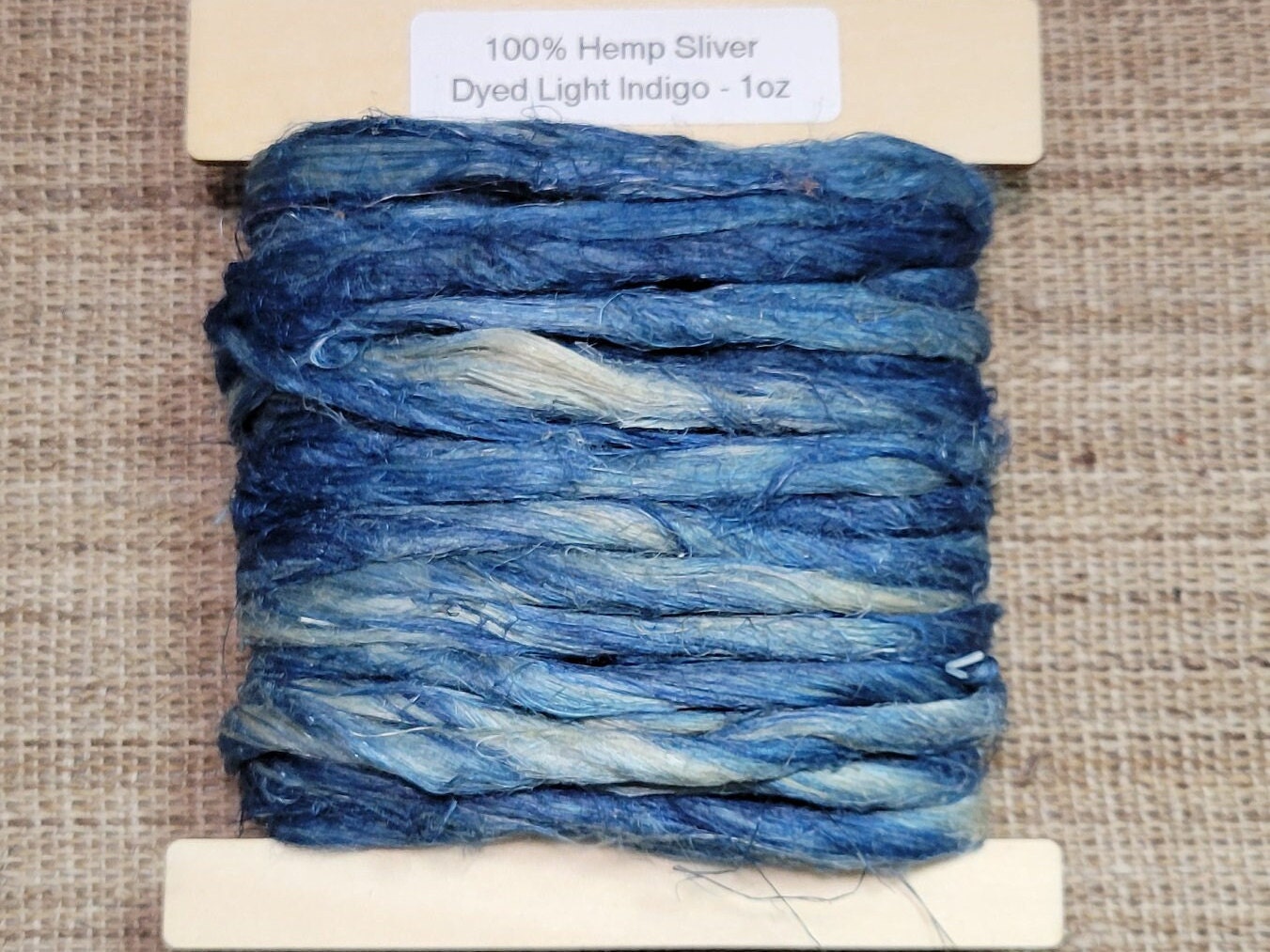 Hemp 1 oz Indigo Silver Fiber Dyed Light Blue. Great for Spinning, Knitting, Weaving, Crafts, ect.