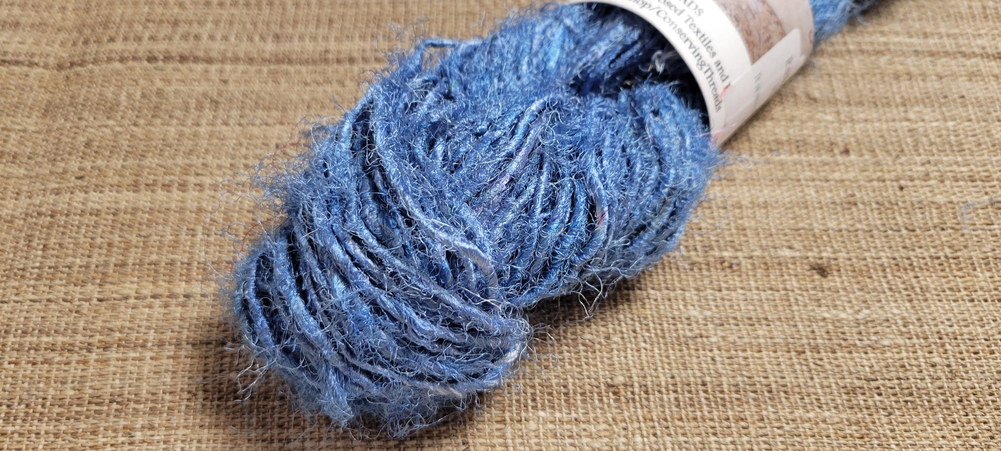 Blue Reclaimed Silk Yarn. Art Yarn. 100 grams. Hand-Spun Recycled Yarn. 2nd Chance Fiber Yarn Bundle.