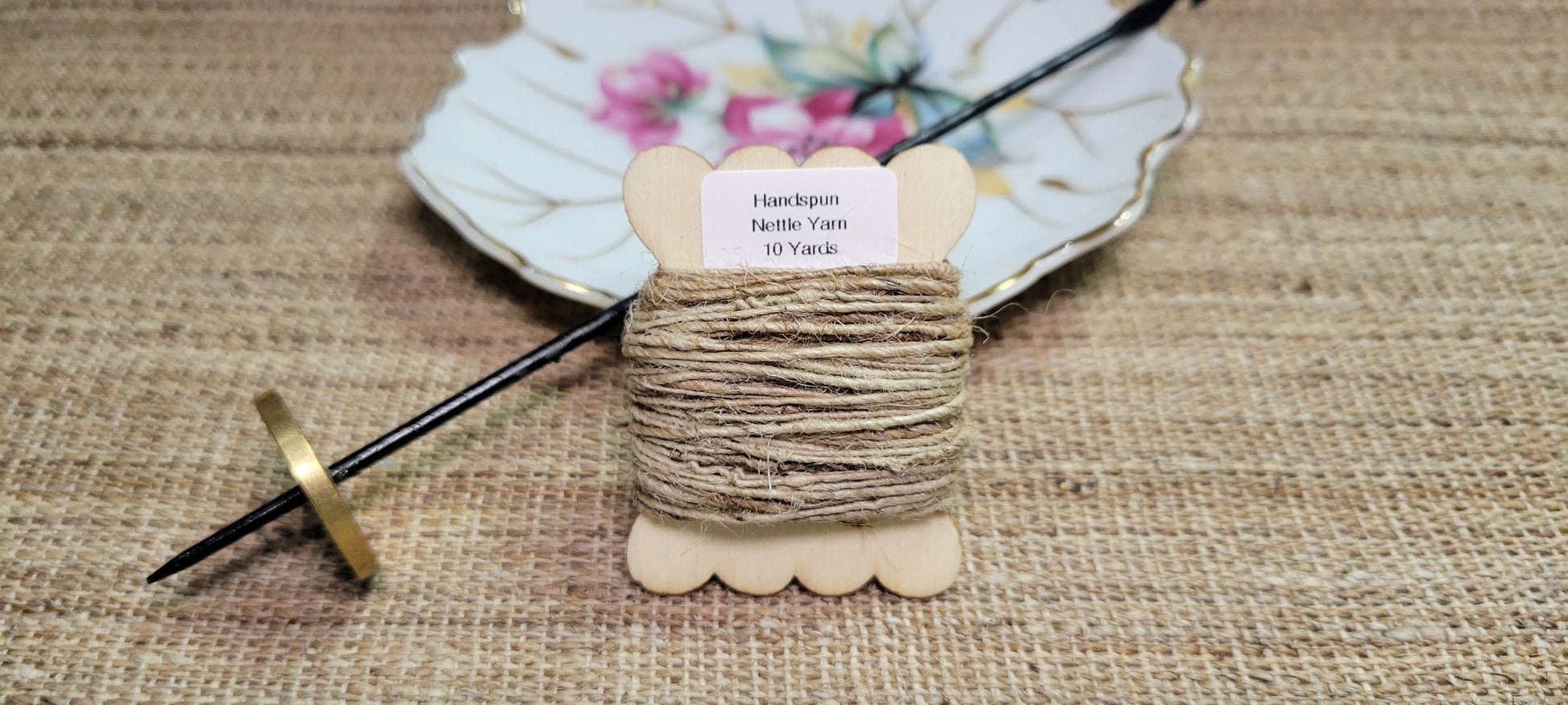 Nettle Yarn, 10 Yards, Hand Spun, Natural Fiber. Great for Slow Stitch, Embroidery, Mending, Crafts and Fiber Arts. Bobbin.