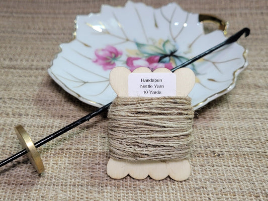 Nettle Yarn, 10 Yards, Hand Spun, Natural Fiber. Great for Slow Stitch, Embroidery, Mending, Crafts and Fiber Arts. Bobbin.