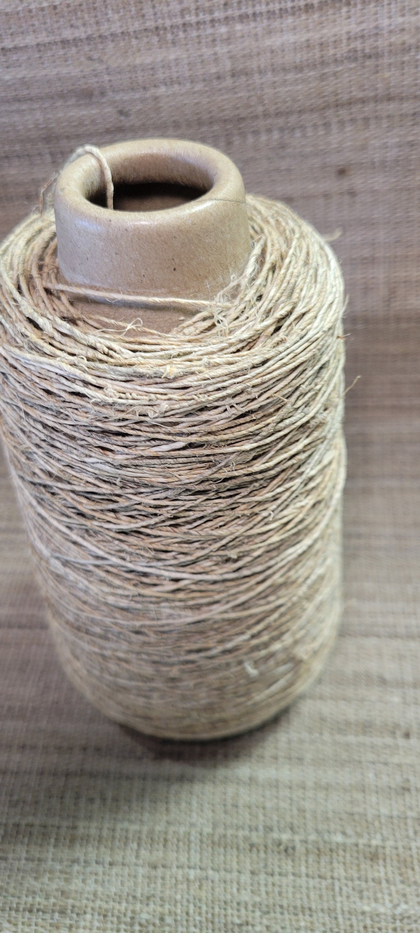 Hemp Yarn Cone, Hand-Spun Skein, Natural, Great for Kitting, Basketry, Crochet, Weaving, Craft, Slow Stitching and Fiber Arts