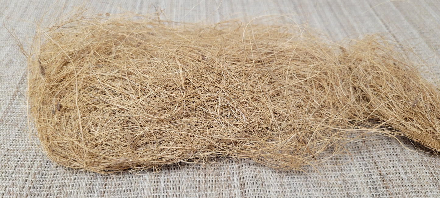 Coconut Fiber Bundle, Sold by 1 ounce, 100% Vegetable Fiber, Raw Not Combed, Great for Basketry, Pottery, Weaving, Fiber Arts and Crafts.