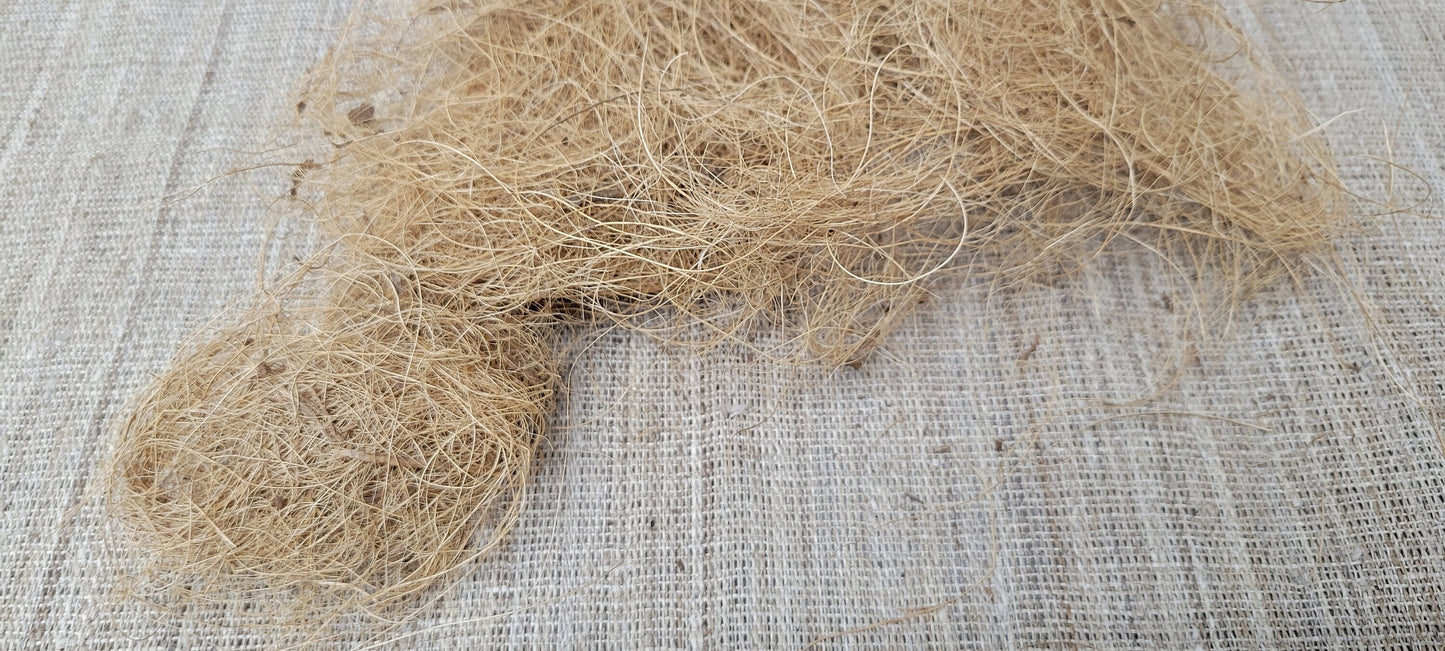 Coconut Fiber Bundle, Sold by 1 ounce, 100% Vegetable Fiber, Raw Not Combed, Great for Basketry, Pottery, Weaving, Fiber Arts and Crafts.