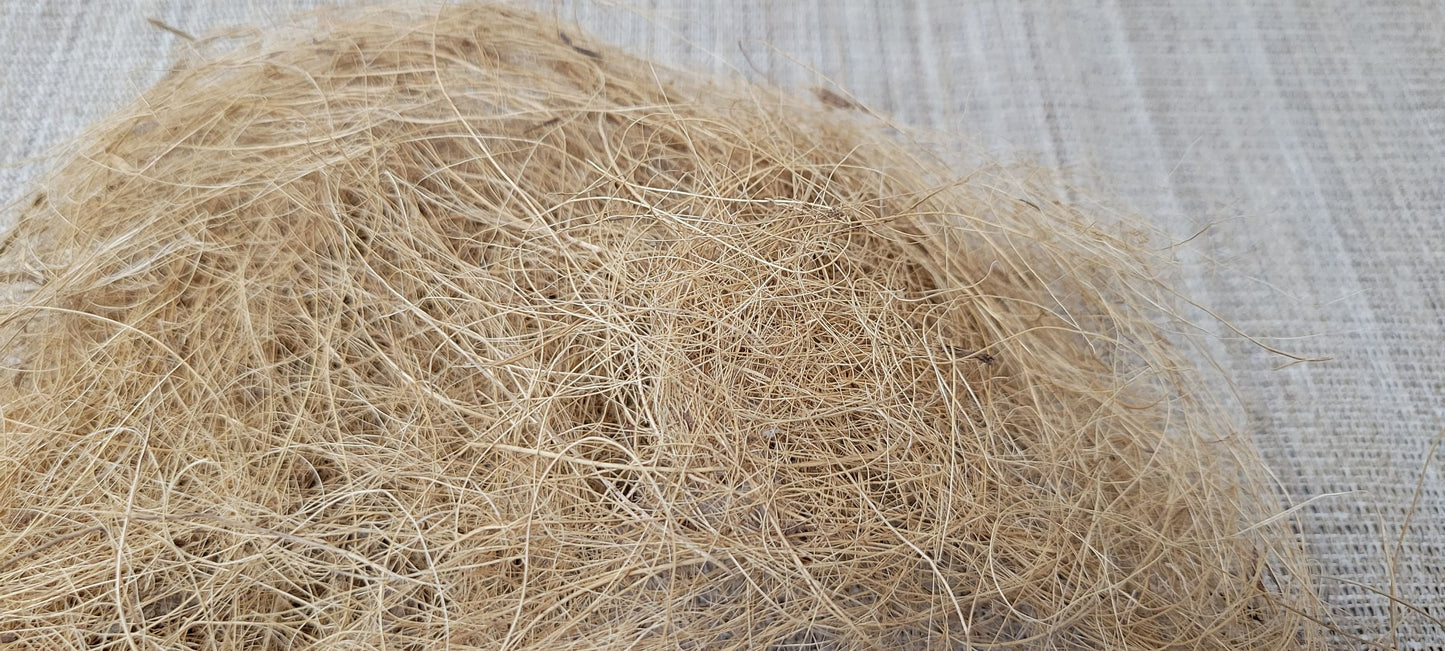 Coconut Fiber Bundle, Sold by 1 ounce, 100% Vegetable Fiber, Raw Not Combed, Great for Basketry, Pottery, Weaving, Fiber Arts and Crafts.