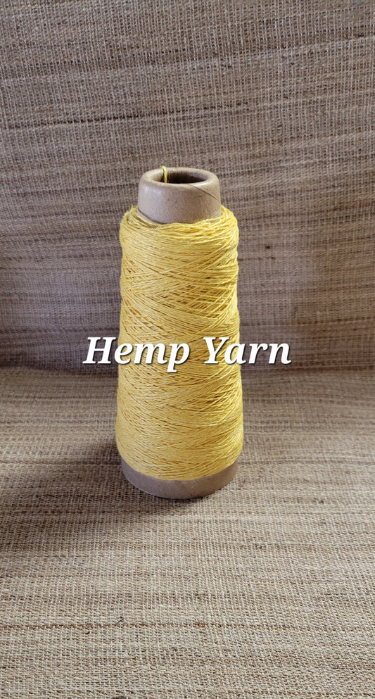 Yellow Hemp 100% 2-ply Yarn 250 Yards Natural Fine Twine Great for Kitting, Crochet, Craft, Fiber Arts