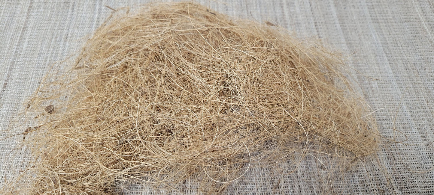 Coconut Fiber Bundle, Sold by 1 ounce, 100% Vegetable Fiber, Raw Not Combed, Great for Basketry, Pottery, Weaving, Fiber Arts and Crafts.