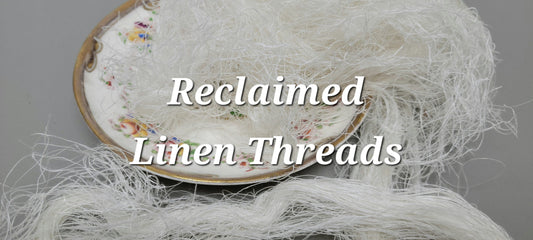 Reclaimed Linen Thread Bundle. 1 ounce. White Loose Threads. 2nd Chance Fibers.