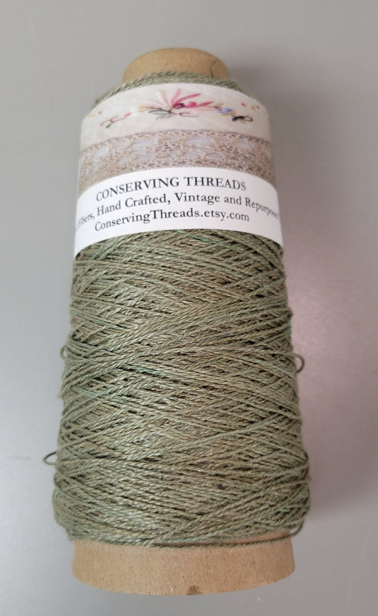 Linen Yarn, Dyed Moss Green - Gray. Small Batch. Machine Spun 10/2 Natural, 3.5 oz Skein, Great for Weaving, Rug Making, Kitting, Fiber Arts