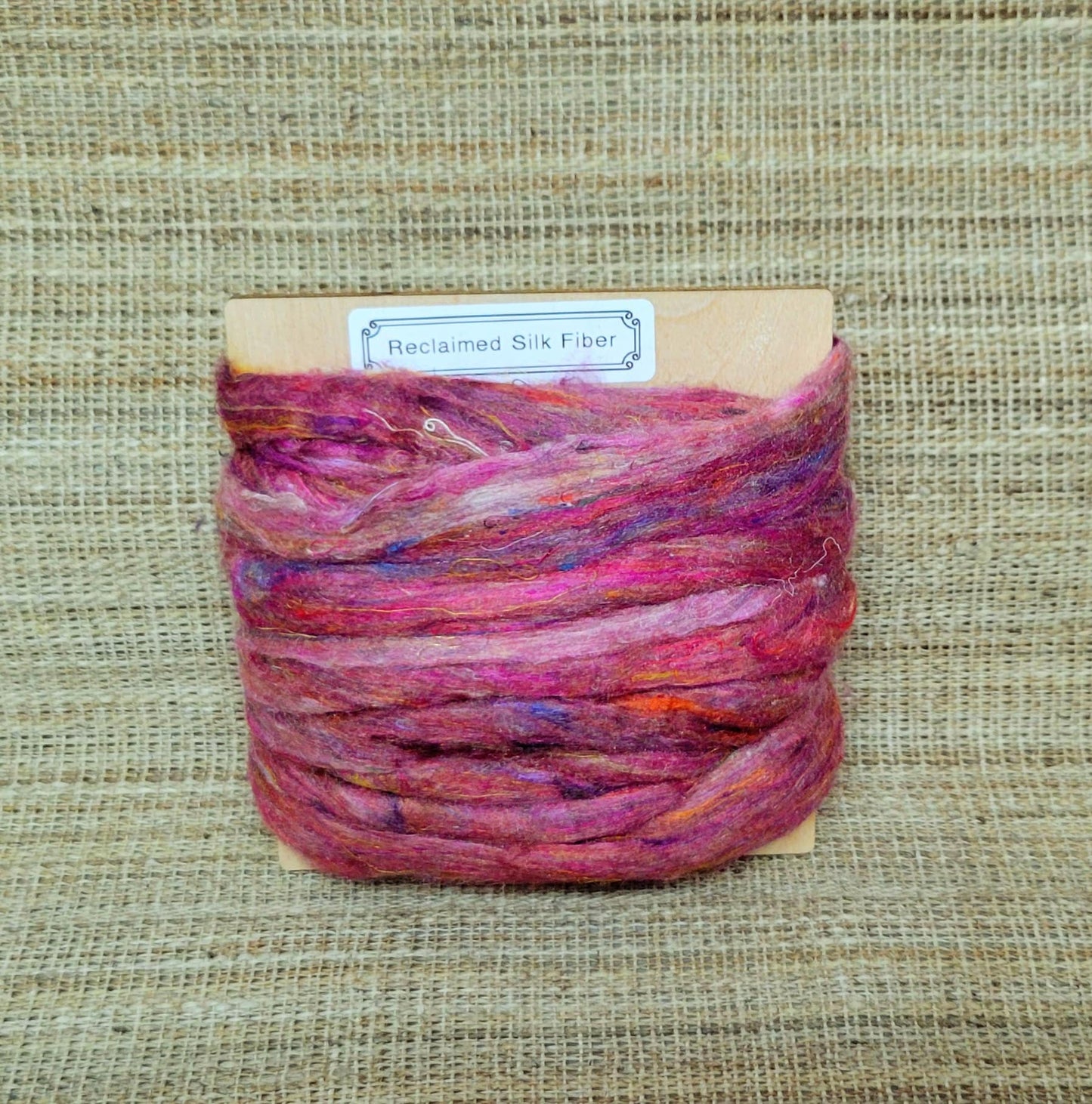 Reclaimed Silk Fiber Roving Bundle. Red. 2nd Chance Fibers.