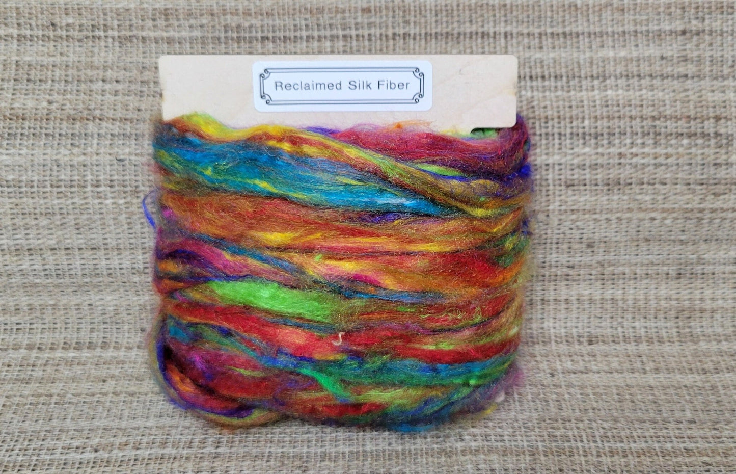 Reclaimed Silk Fiber Roving Bundle. Multi-Colored. 2nd Chance Fibers.