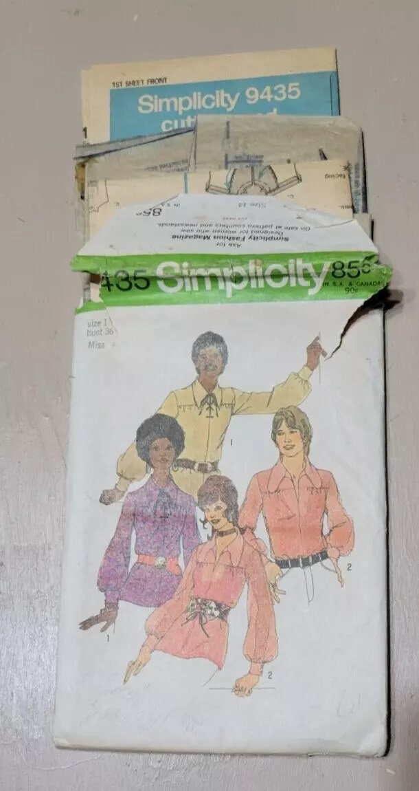 Set 3 Simplicity Printed Patterns CUT c 1970s Men Shirts Suits Pants Cuffs