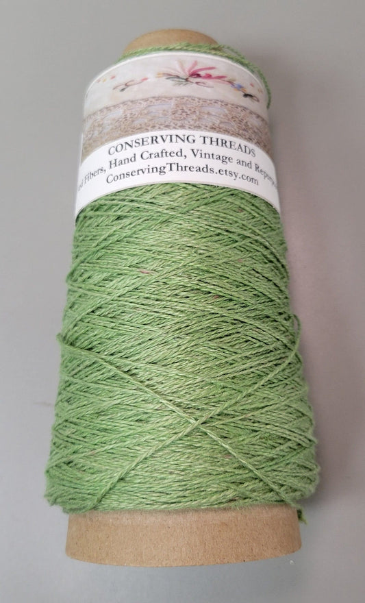 Linen Yarn, Dyed Green. Small Batch. Machine Spun 10/2 Natural, 3.5 oz Skein, Great for Weaving, Rug Making, Kitting, Crochet, Fiber Arts.