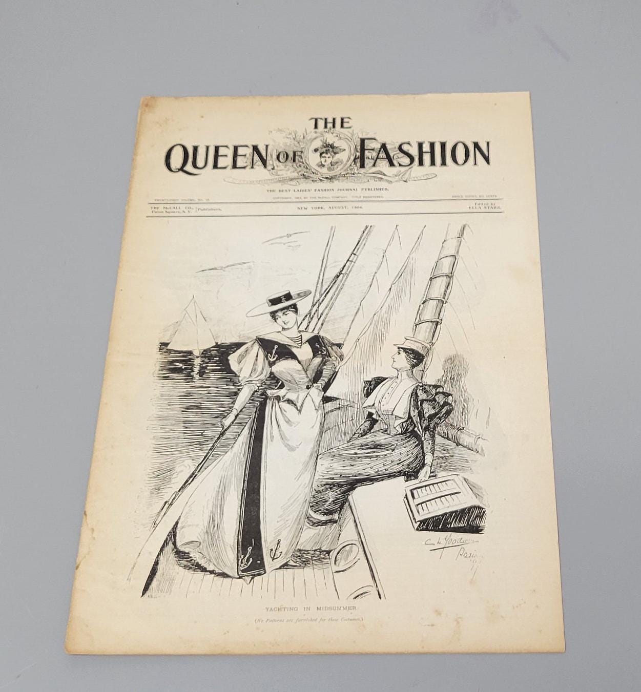 1894 Original The Queen of Fashion Paper August. The McCalls Co. The Best Ladies' Fashion Journal Catalog, Mail Order, Vol 21 No 12.