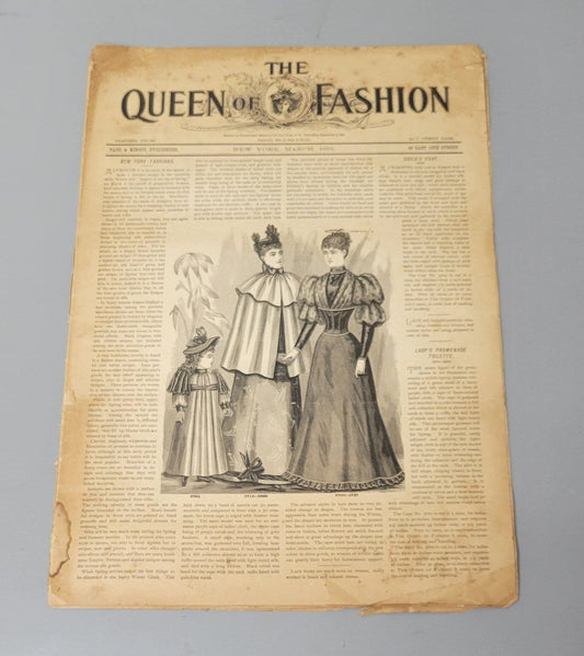 Rare 1893 The Queen of Fashion Paper March. New York Ladies' Fashion Pattern Journal Catalog, Mail Order, Original, Vol 20 No 7.