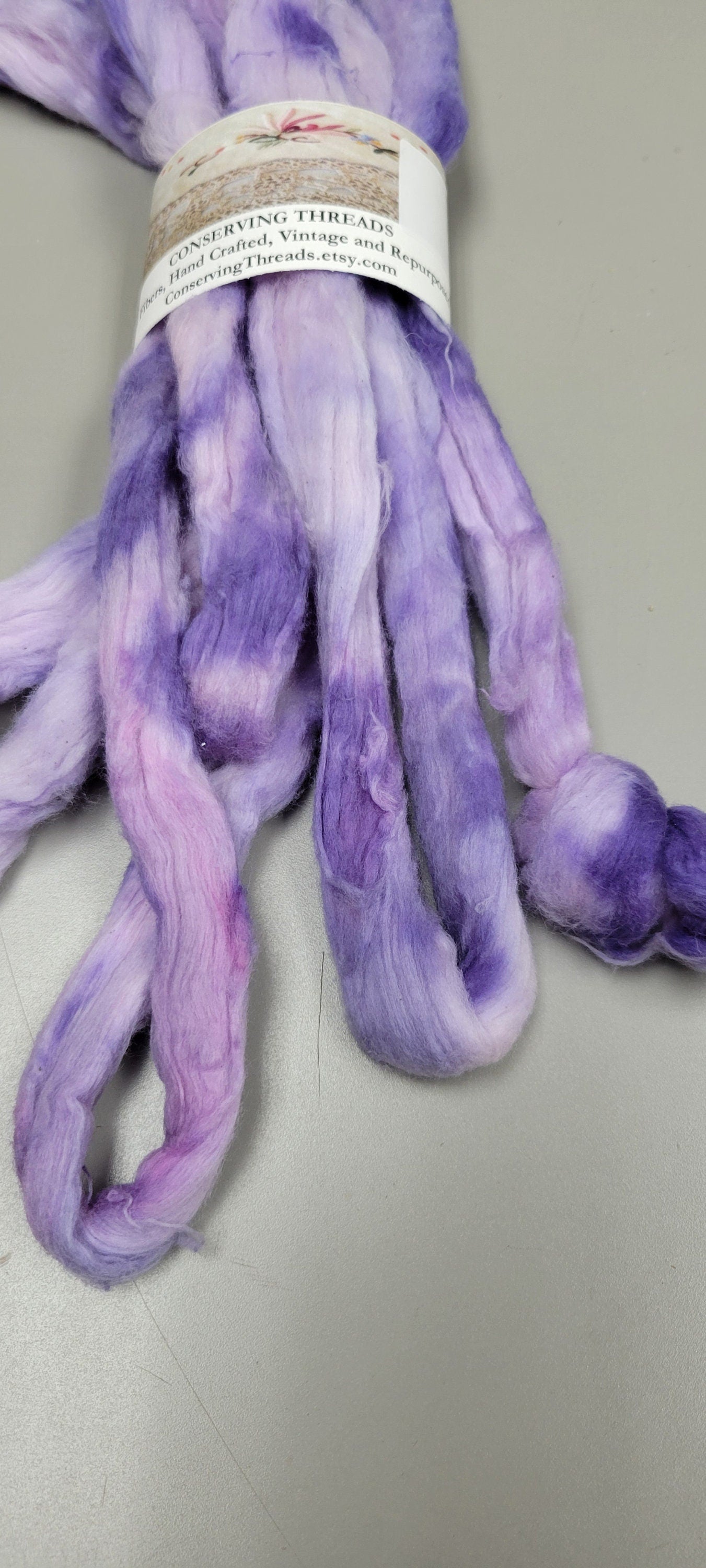 Cotton Sliver, 1/2 oz (0.5 ounce), Purple USA Grown Acala Cotton Sliver, Hand Dyed. Spin Cotton!!! Crafts and Fiber Arts