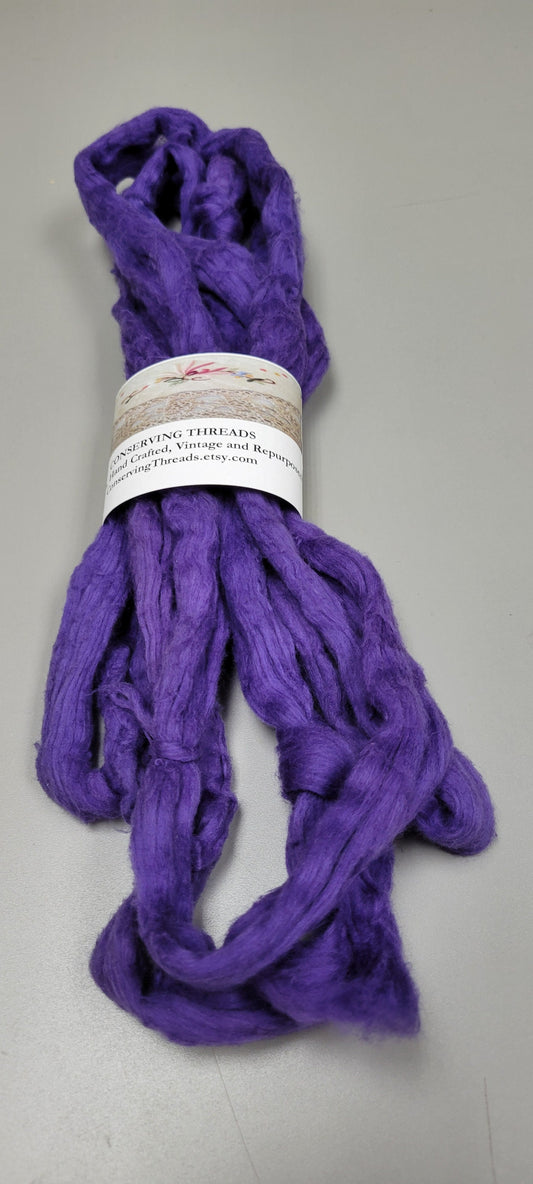 Cotton Sliver, 1/2 oz (0.5 ounce), Purple (Dark) USA Grown Acala Cotton Sliver, Hand Dyed. Spin Cotton!!! Crafts and Fiber Arts