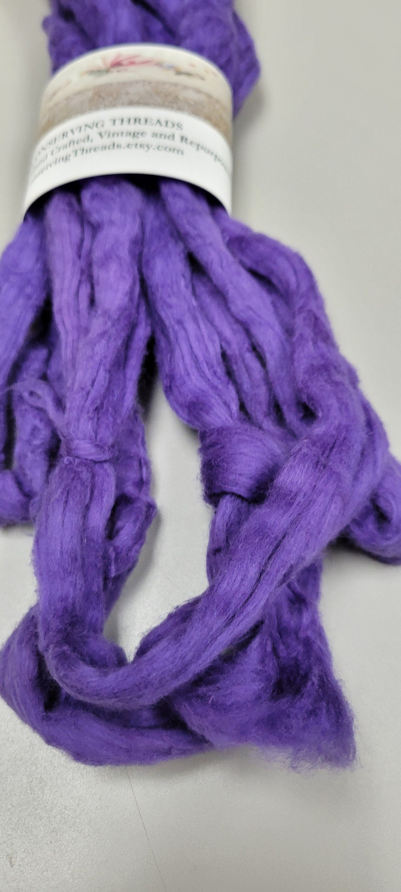 Cotton Sliver, 1/2 oz (0.5 ounce), Purple (Dark) USA Grown Acala Cotton Sliver, Hand Dyed. Spin Cotton!!! Crafts and Fiber Arts