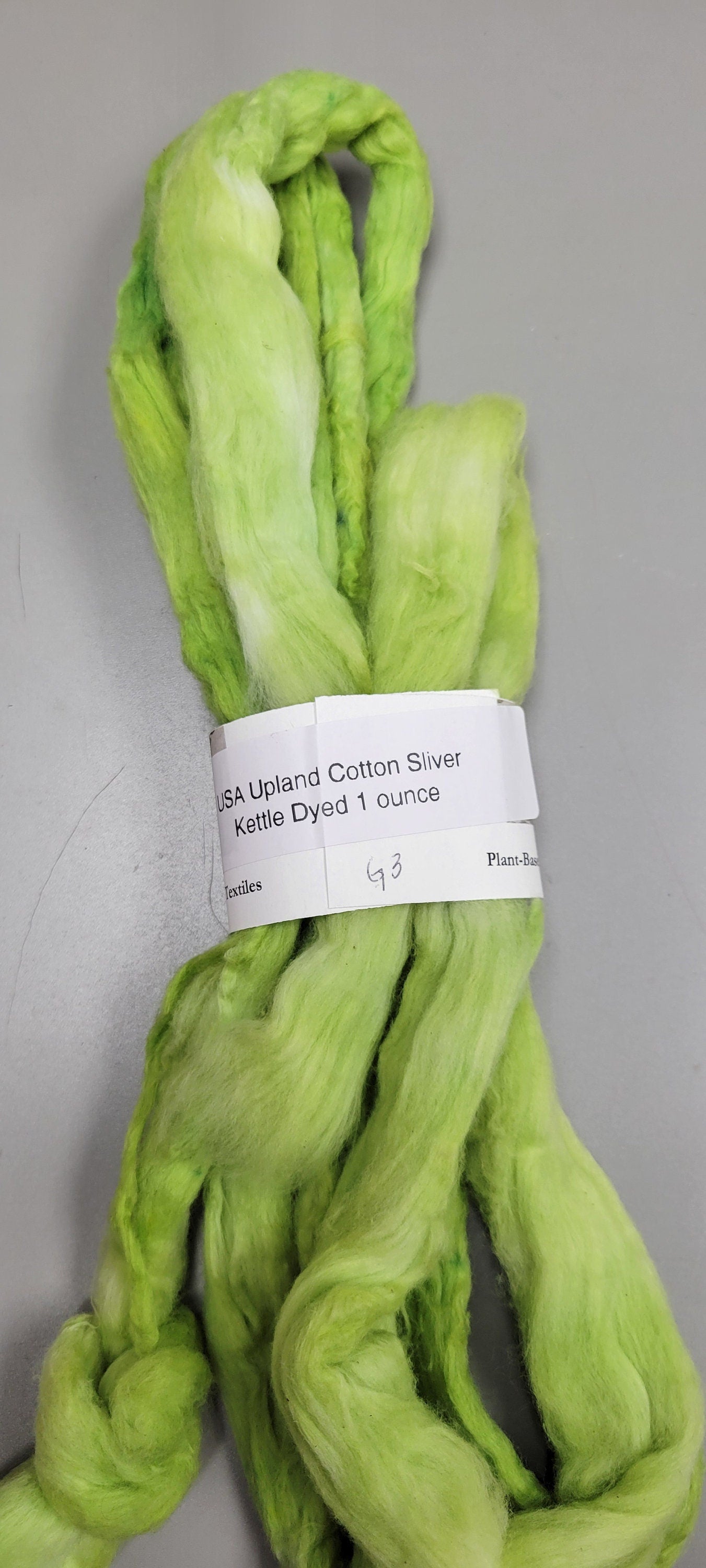 Cotton Sliver, 1/2 oz (0.5 ounce), Green (Light) USA Grown Acala Cotton Sliver, Hand Dyed. Spin Cotton!!! Crafts and Fiber Arts