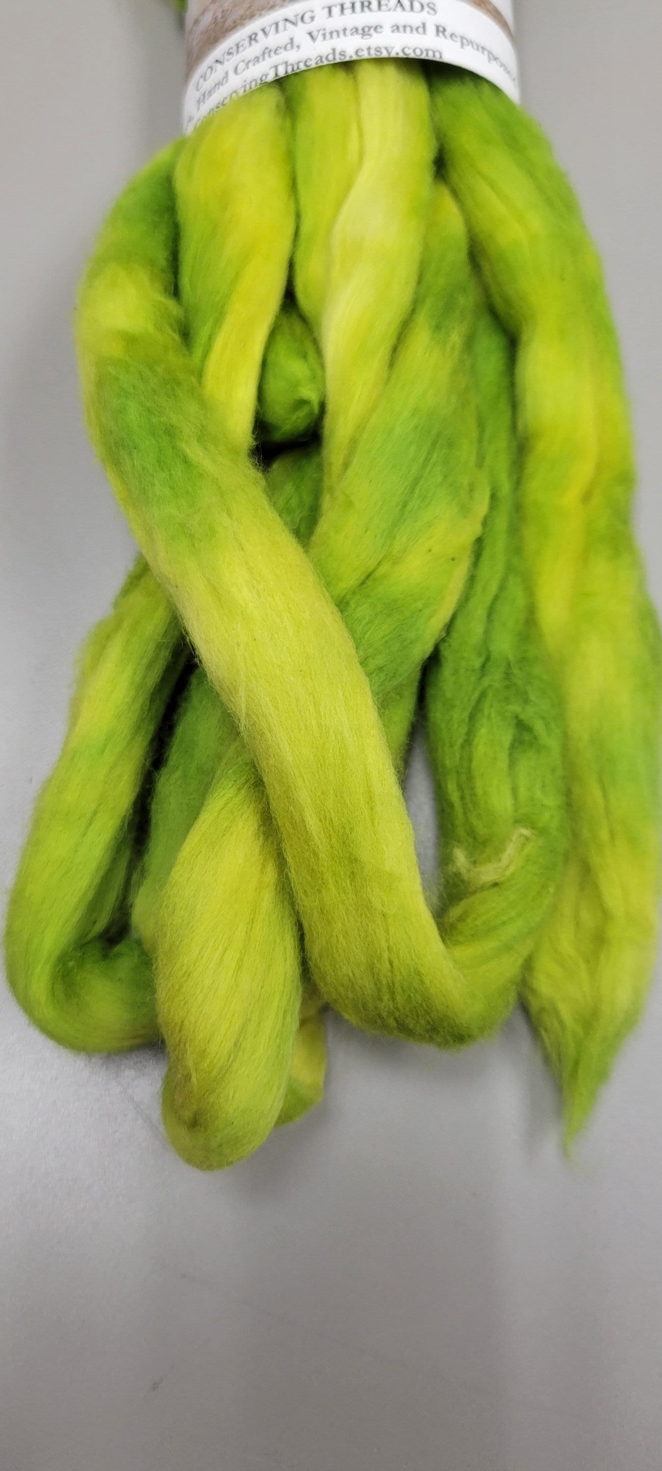 Cotton Sliver, 1/2 oz (0.5 ounce), Green (Yellowish) USA Grown Acala Cotton Sliver, Hand Dyed. Spin Cotton!!! Crafts and Fiber Arts