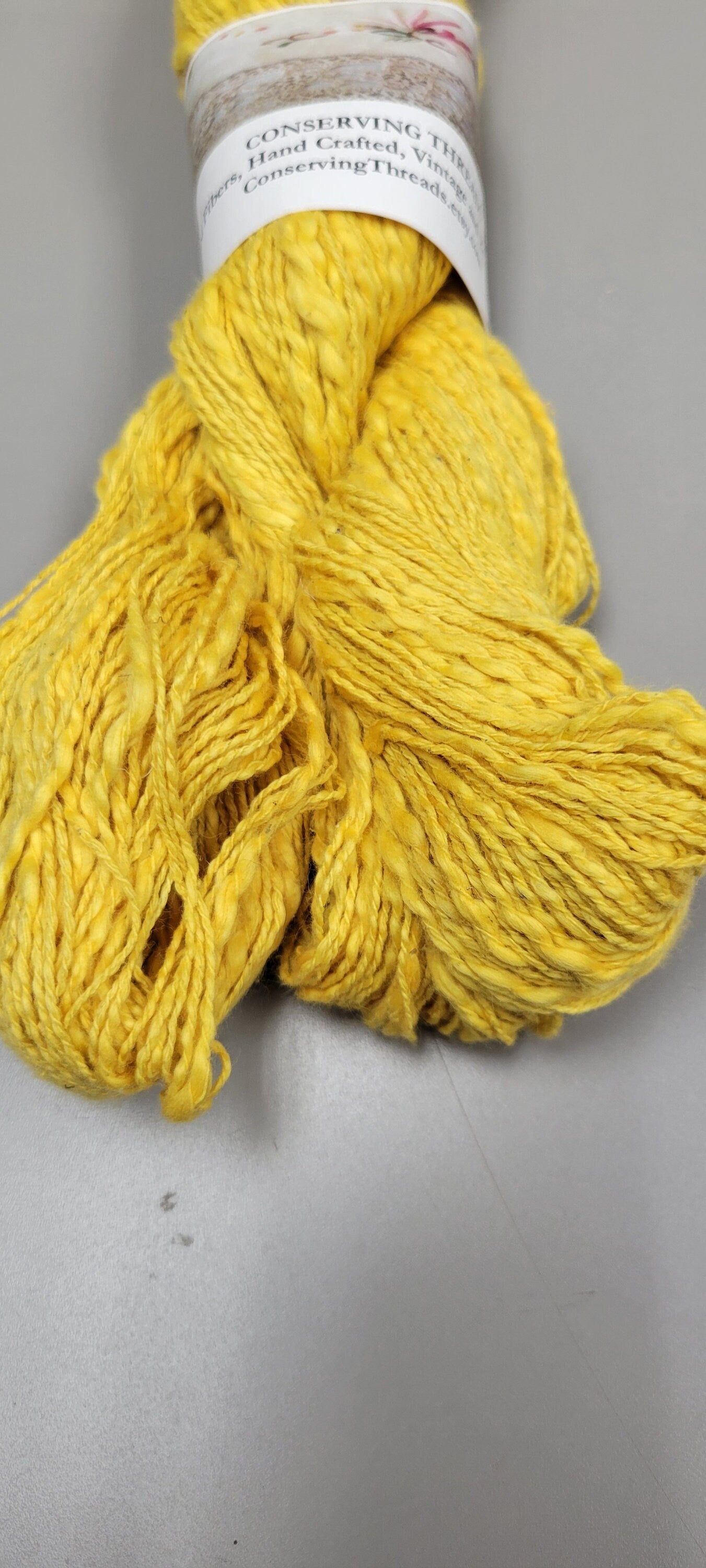 Cotton Yarn Yellow (Gold), Hand Spun, 2 Ply, Fingering Weight. Natural. Great for Knitting, Crochet, Fiber, Weaving, Big Stitching