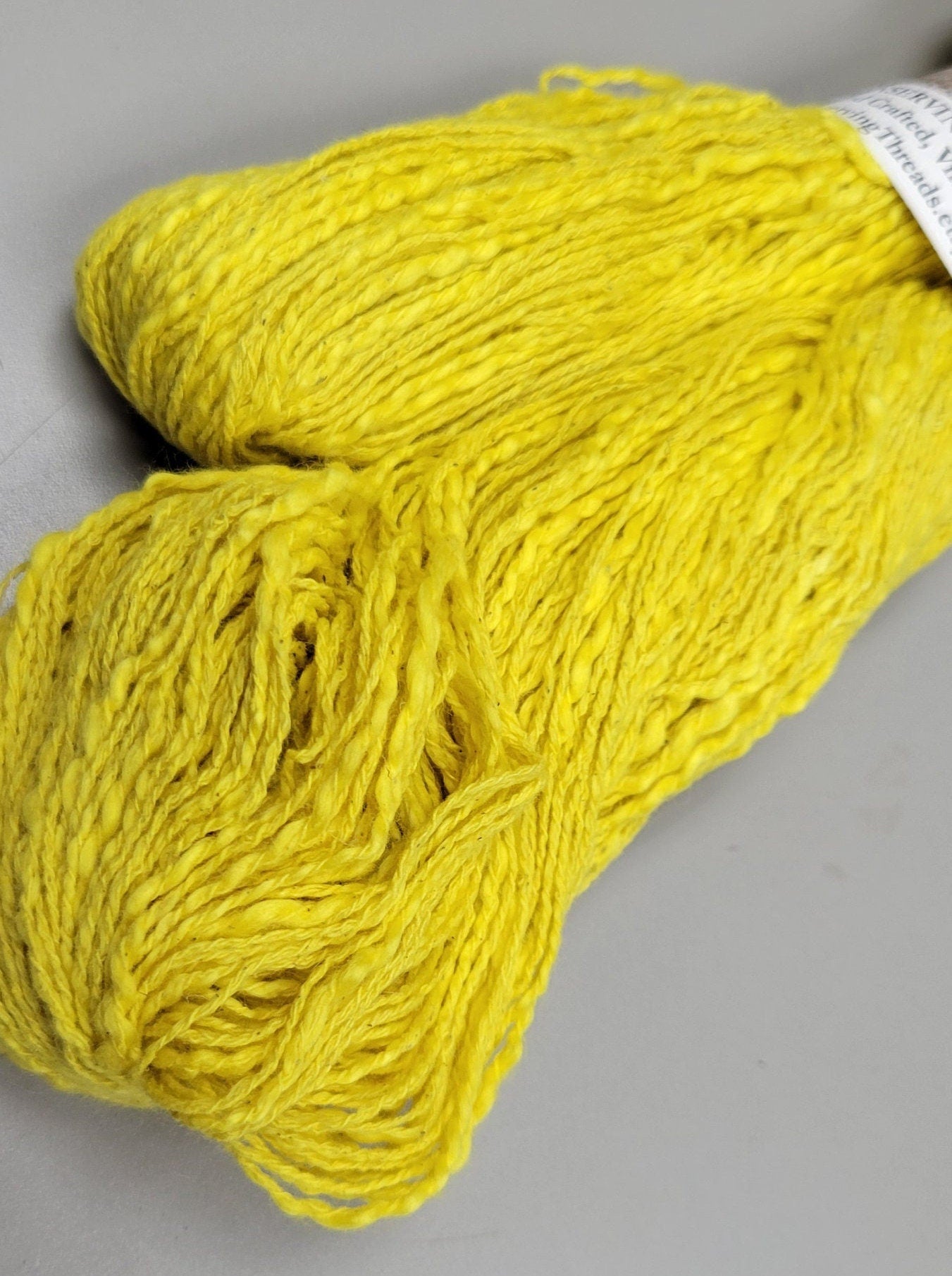 Cotton Yarn Yellow, Hand Spun, 2 Ply, Fingering Weight. Natural. Great for Knitting, Crochet, Fiber, Weaving, Big Stitching