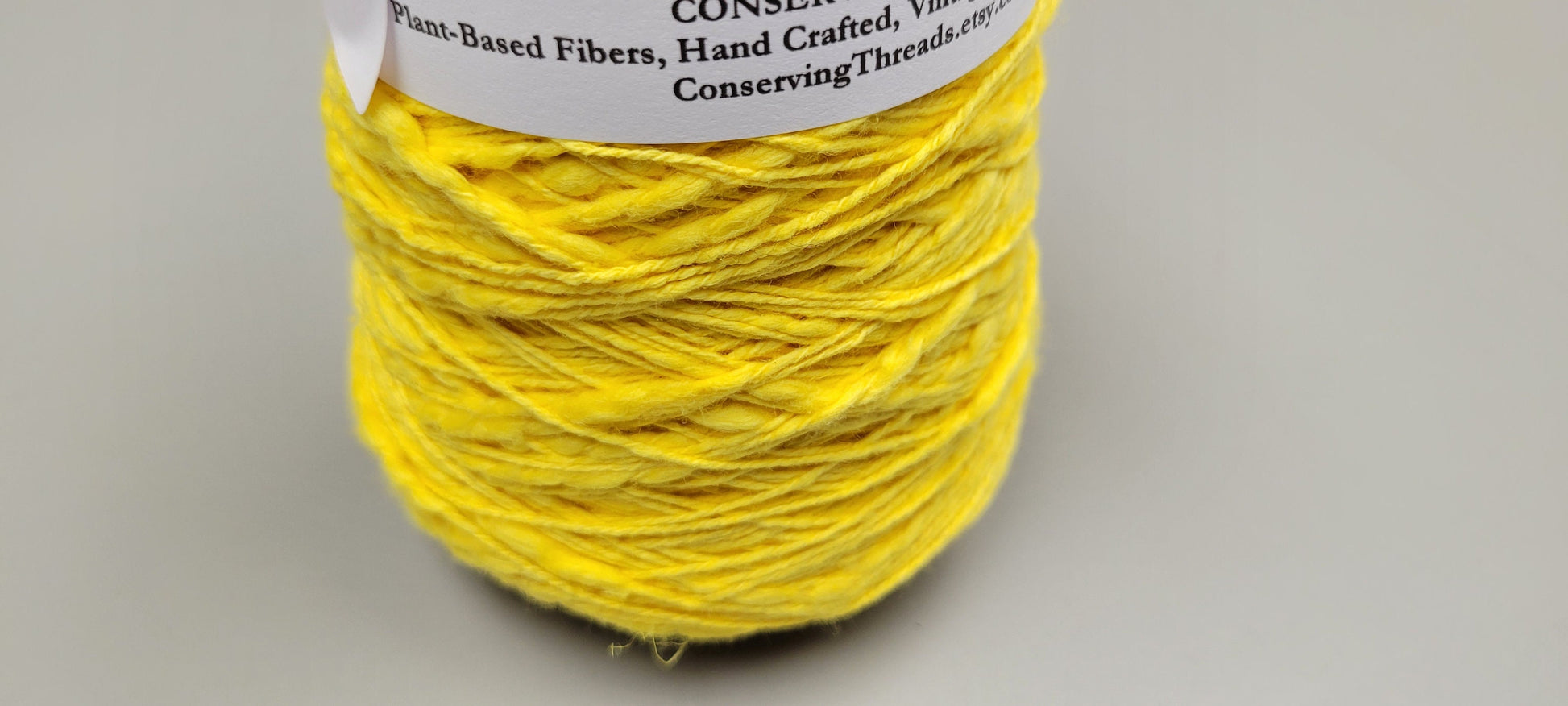 Cotton Yarn Yellow, Hand Spun, 2 Ply Fingering Weight on Cone. Great for Knitting, Crochet, Weaving, Big Stitching