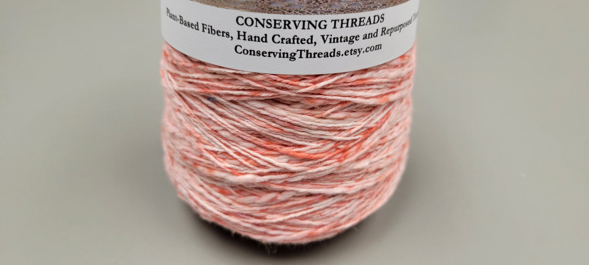 Cotton Yarn Splatter Red and White, Hand Spun, 2 Ply Fingering Weight on Cone. Great for Knitting, Crochet, Weaving, Big Stitching