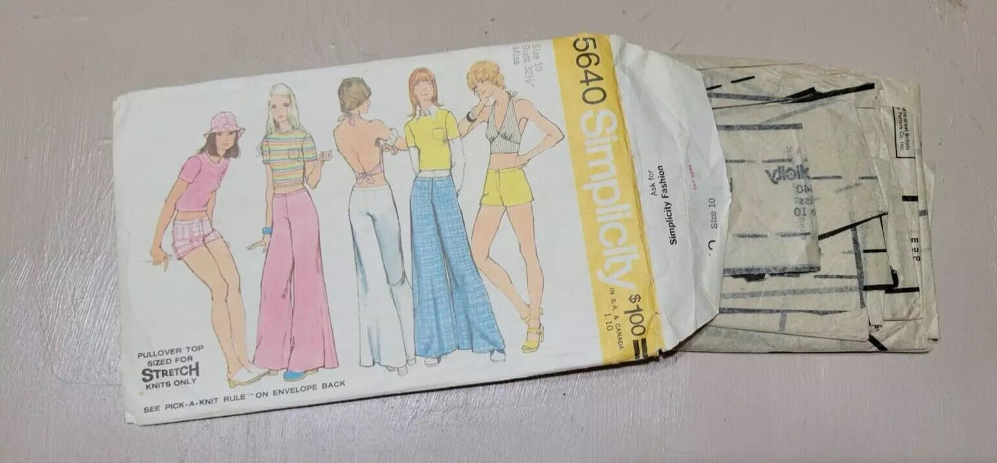 1970s Simplicity Pattern Lot 4 Swimsuit Sports Bellbottoms Miss Knit Stretch