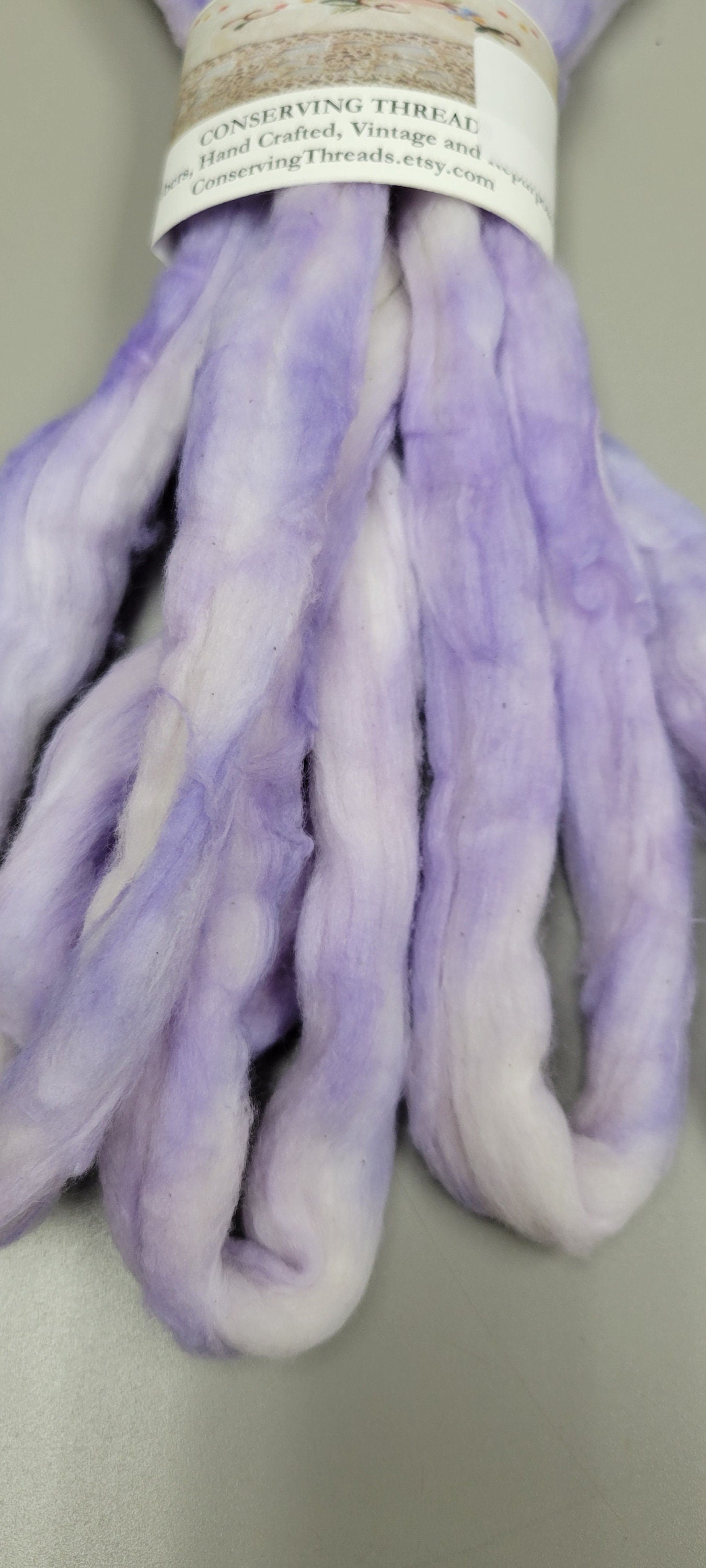 Cotton Sliver, 1/2 oz (0.5 ounce), Purple (Light) USA Grown Acala Cotton Sliver, Hand Dyed. Spin Cotton!!! Crafts and Fiber Arts