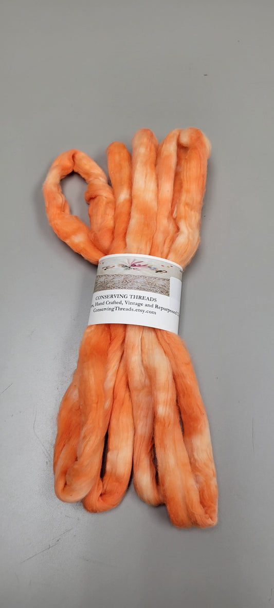 Cotton Sliver, 1/2 oz (0.5 ounce), Orange (Light Peachy) USA Grown Acala Cotton Sliver, Hand Dyed. Spin Cotton!!! Crafts and Fiber Arts