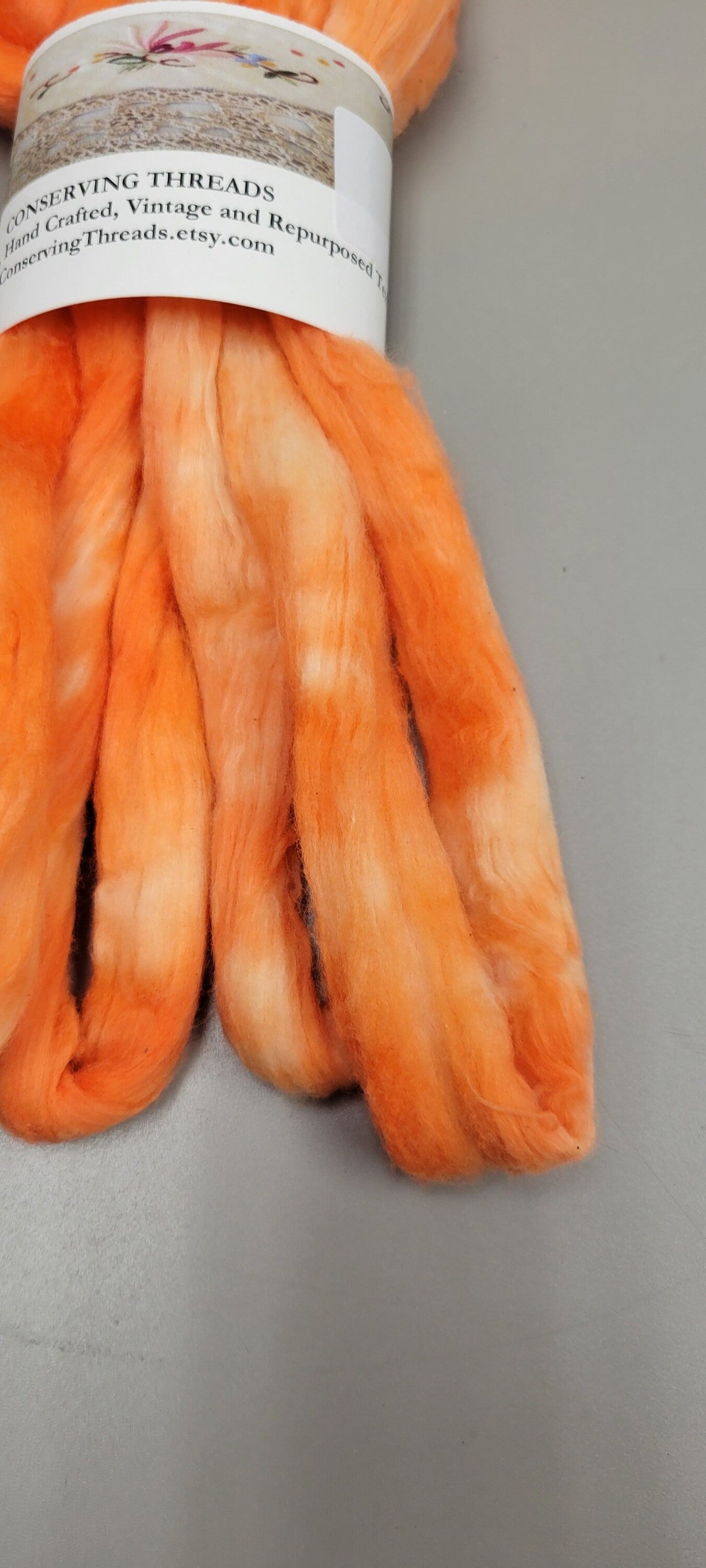 Cotton Sliver, 1/2 oz (0.5 ounce), Orange (Light Peachy) USA Grown Acala Cotton Sliver, Hand Dyed. Spin Cotton!!! Crafts and Fiber Arts