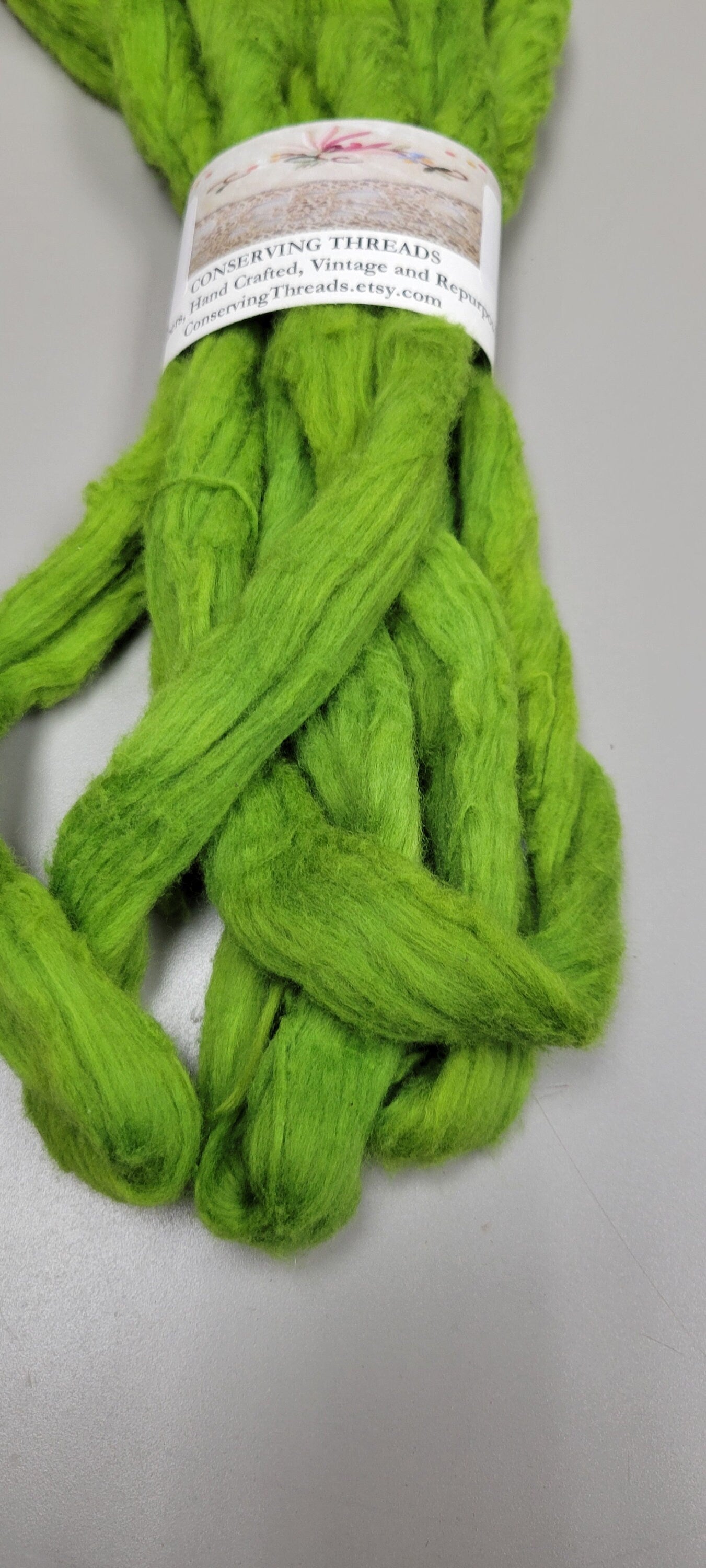 Cotton Sliver, 1/2 oz (0.5 ounce), Green USA Grown Acala Cotton Sliver, Hand Dyed. Spin Cotton!!! Crafts and Fiber Arts